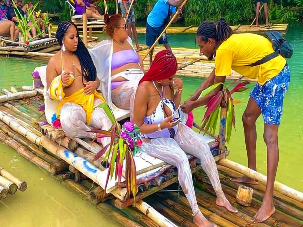 Bamboo Rafting on the River with Limestone Massage