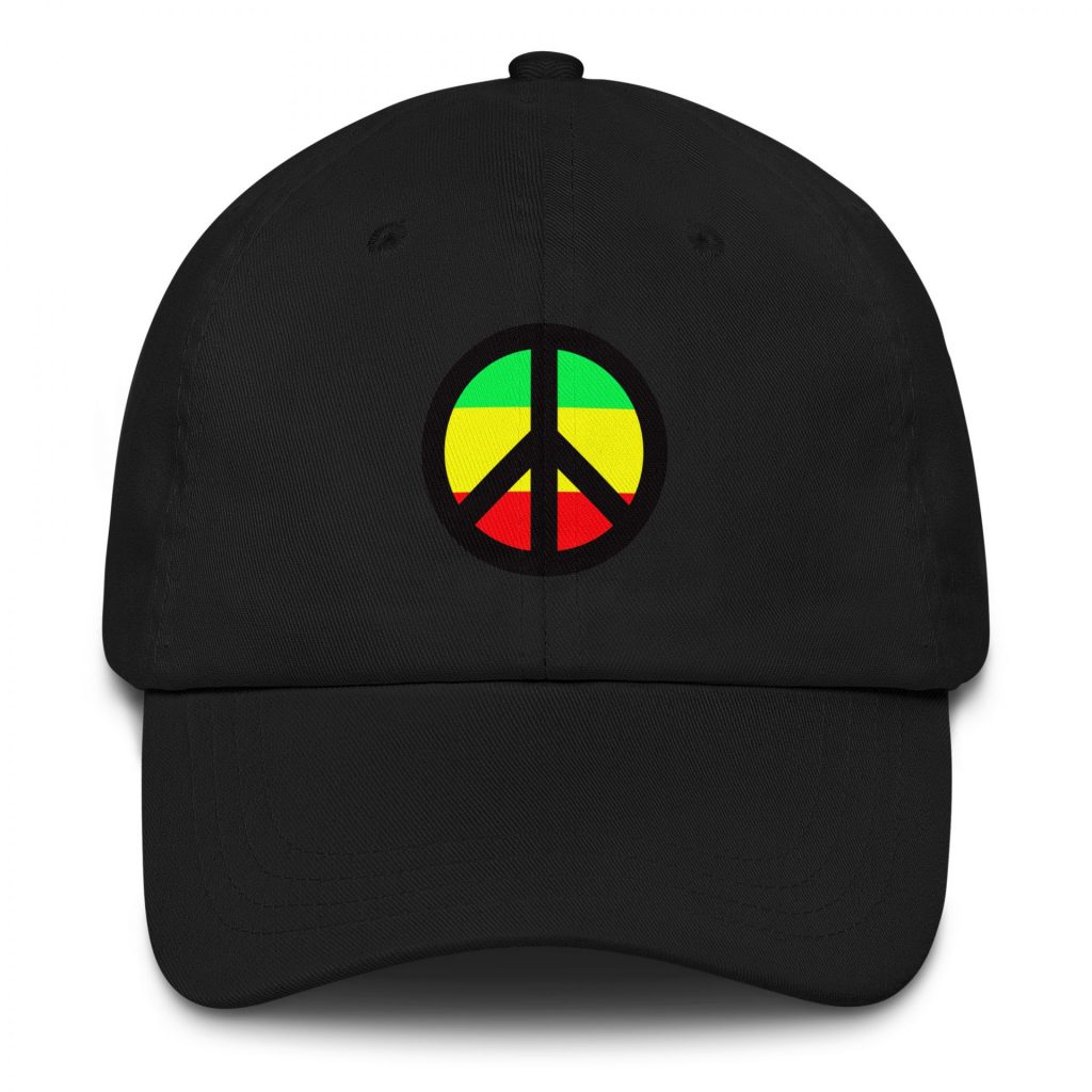 Peace Symbol Rasta Colours Baseball Cap