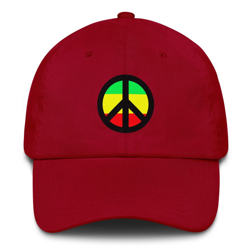 Peace Symbol Rasta Colours Baseball Cap