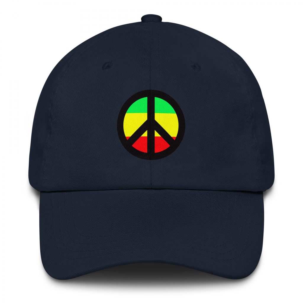 Peace Symbol Rasta Colours Baseball Cap