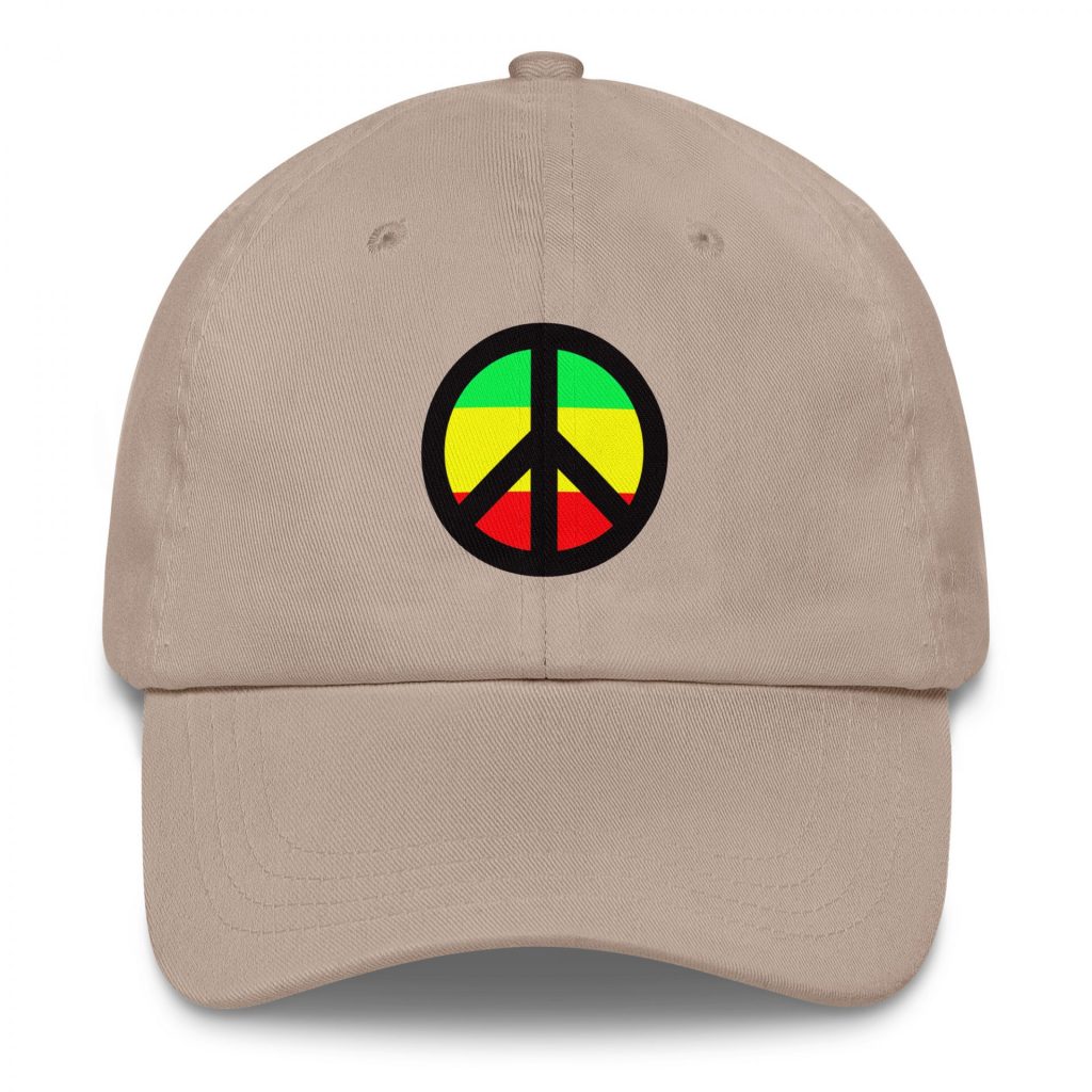 Peace Symbol Rasta Colours Baseball Cap