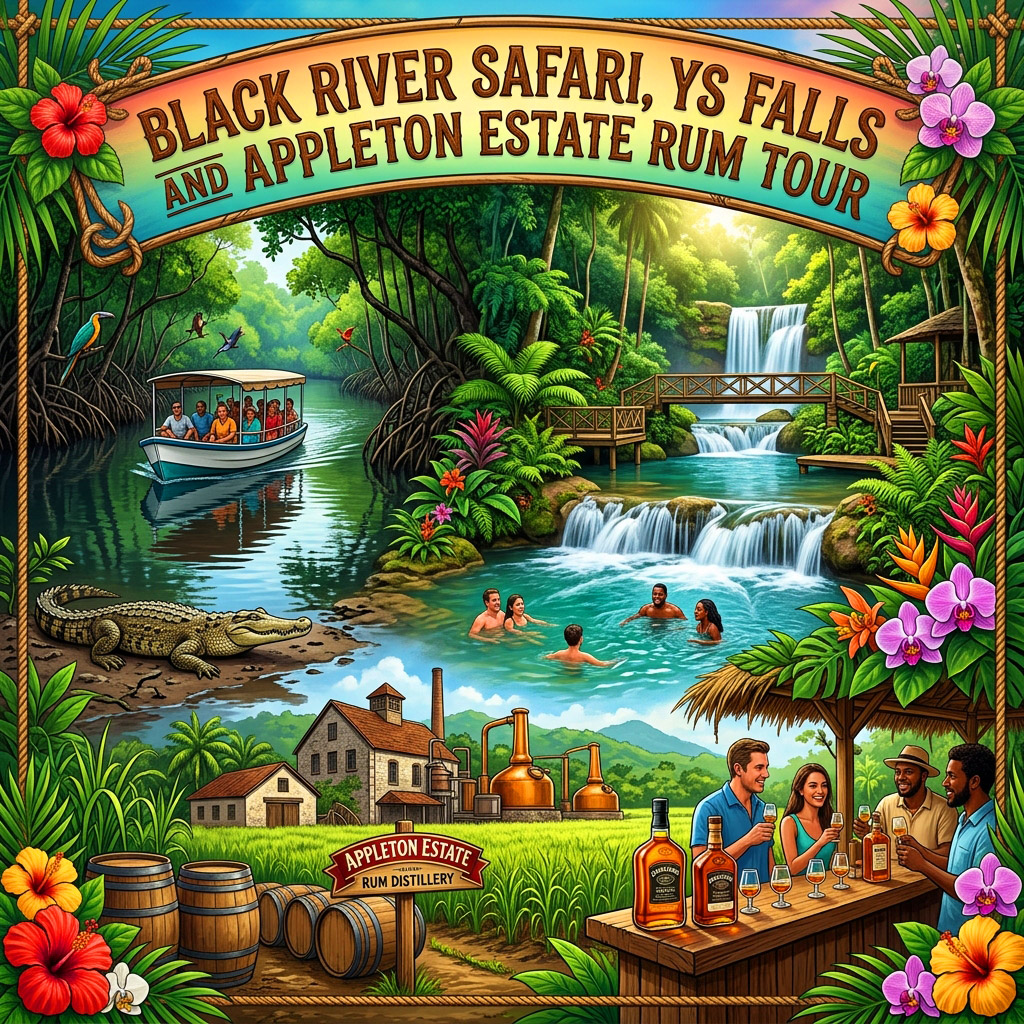 Cruise Black River, swim at YS Falls and enjoy rum tastings on Appleton Estate Tour